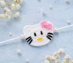Cute Hello Kitty Inspired Handmade Kids Crochet Rakhi